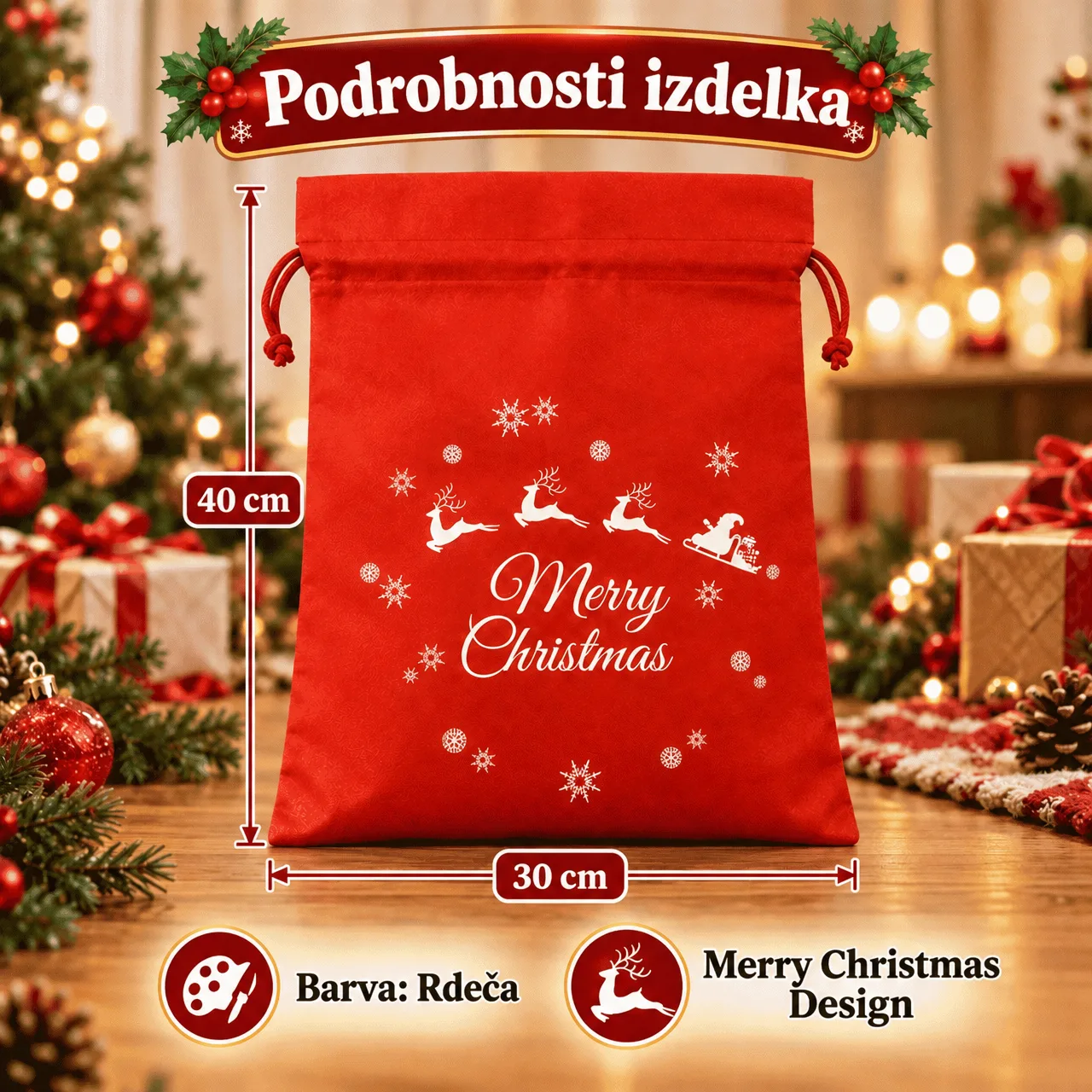 Božične vrečke iz blaga, 3xBags - Image 3