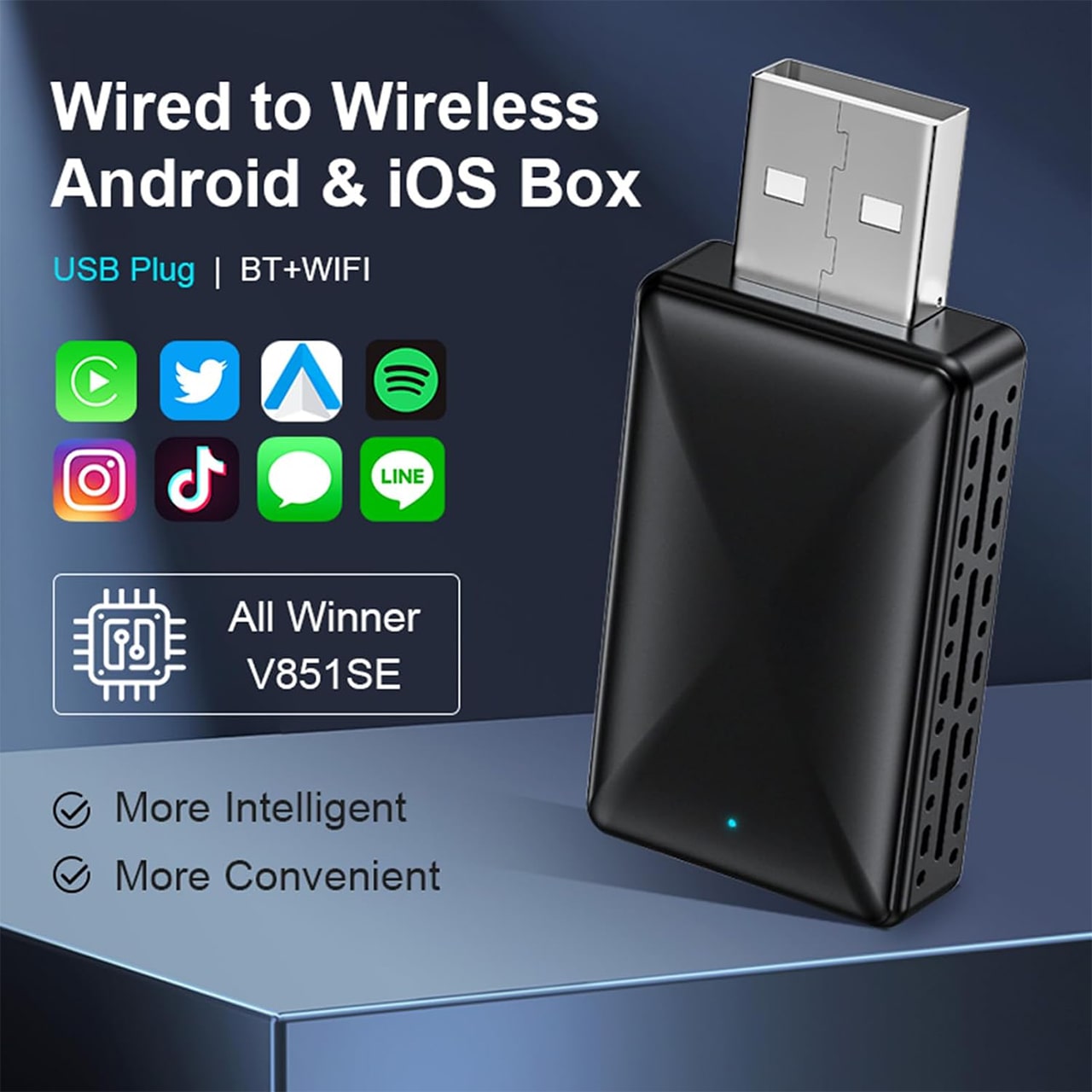 CarPlay, USB ključek za brezžično povezavo avtomobila z Apple CarPlay in Android Auto