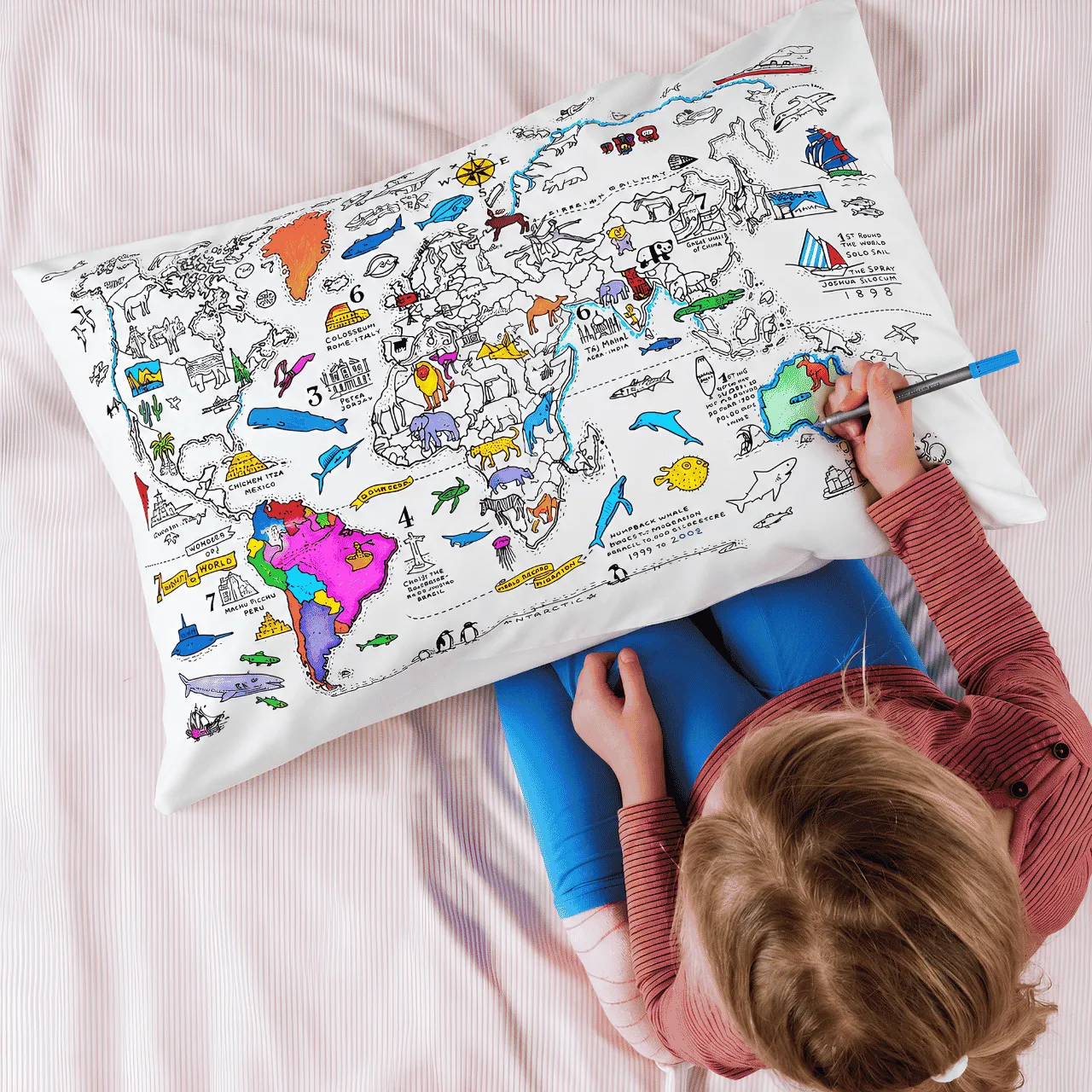 Pobarvaj vzglavnik - zemljevid sveta, ColoringPillow - Image 4