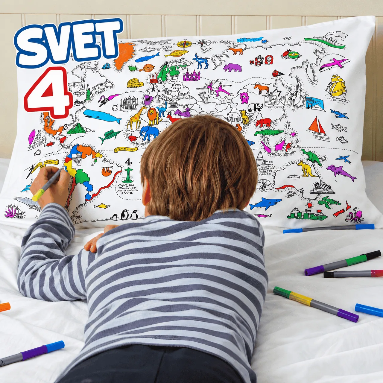 Pobarvaj vzglavnik - zemljevid sveta, ColoringPillow - Image 5