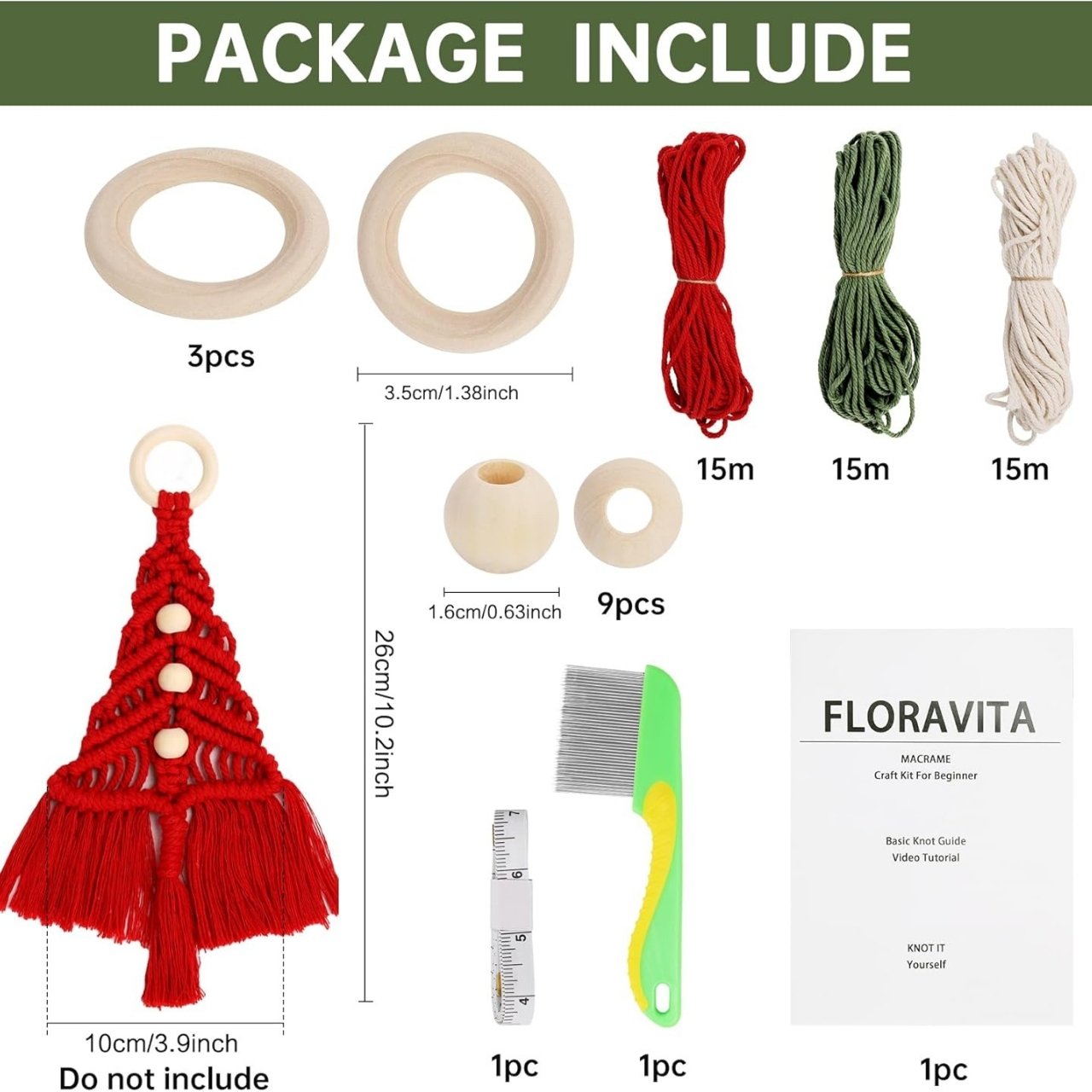 CraftKit, božični makrame komplet za izdelovanje okraskov - Image 4