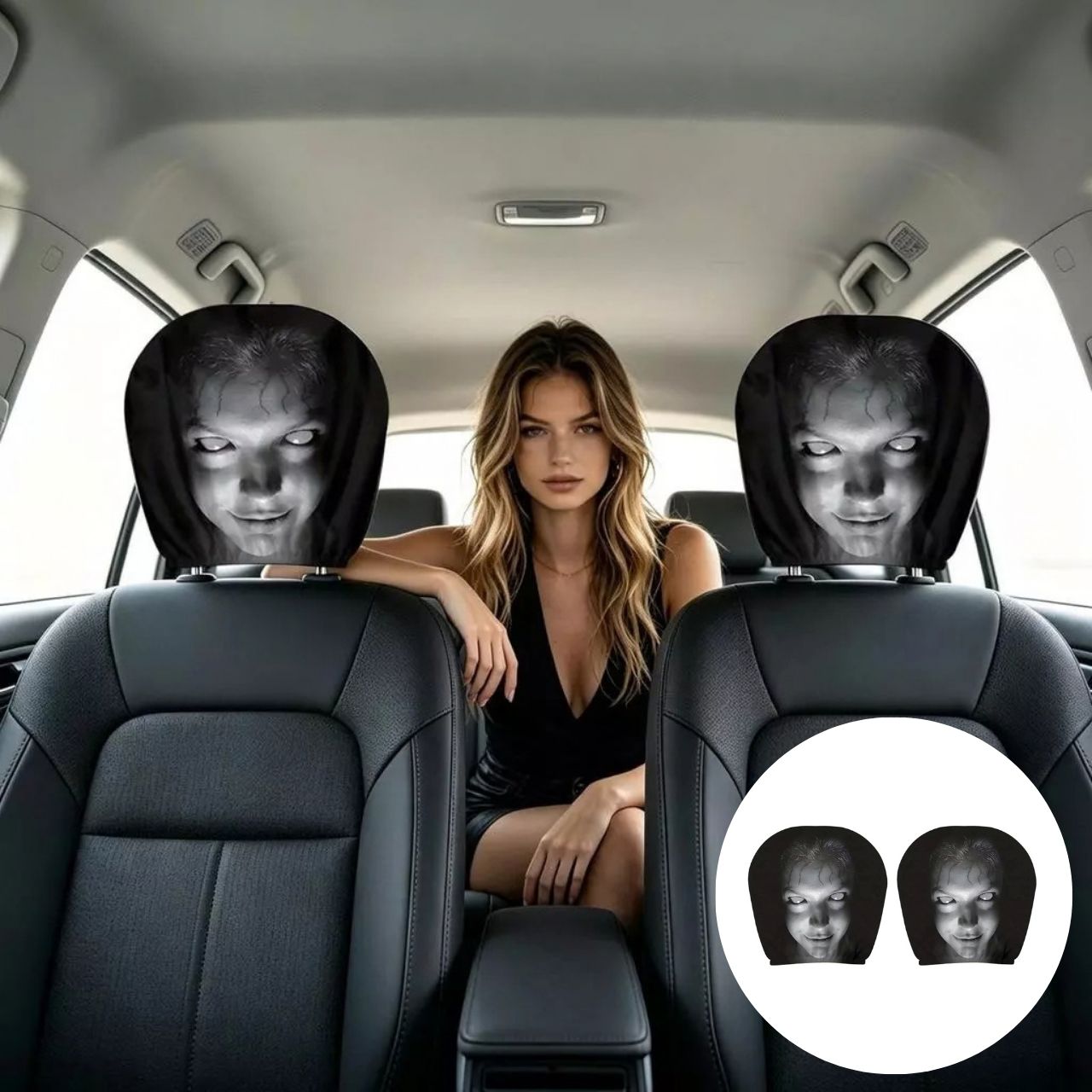 Strašljiva prevleka za avto vzglavnik (1+1 GRATIS), GhostFace - Image 2