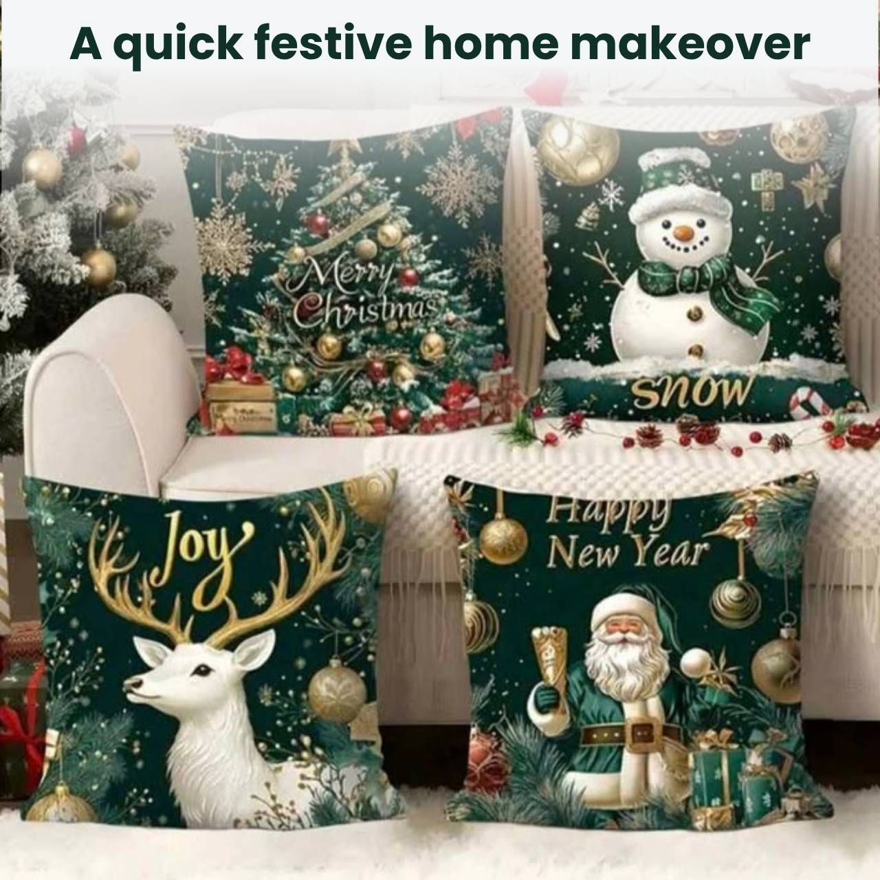 Božične prevleke za blazine (4 kosi), GreenXmass - Image 5