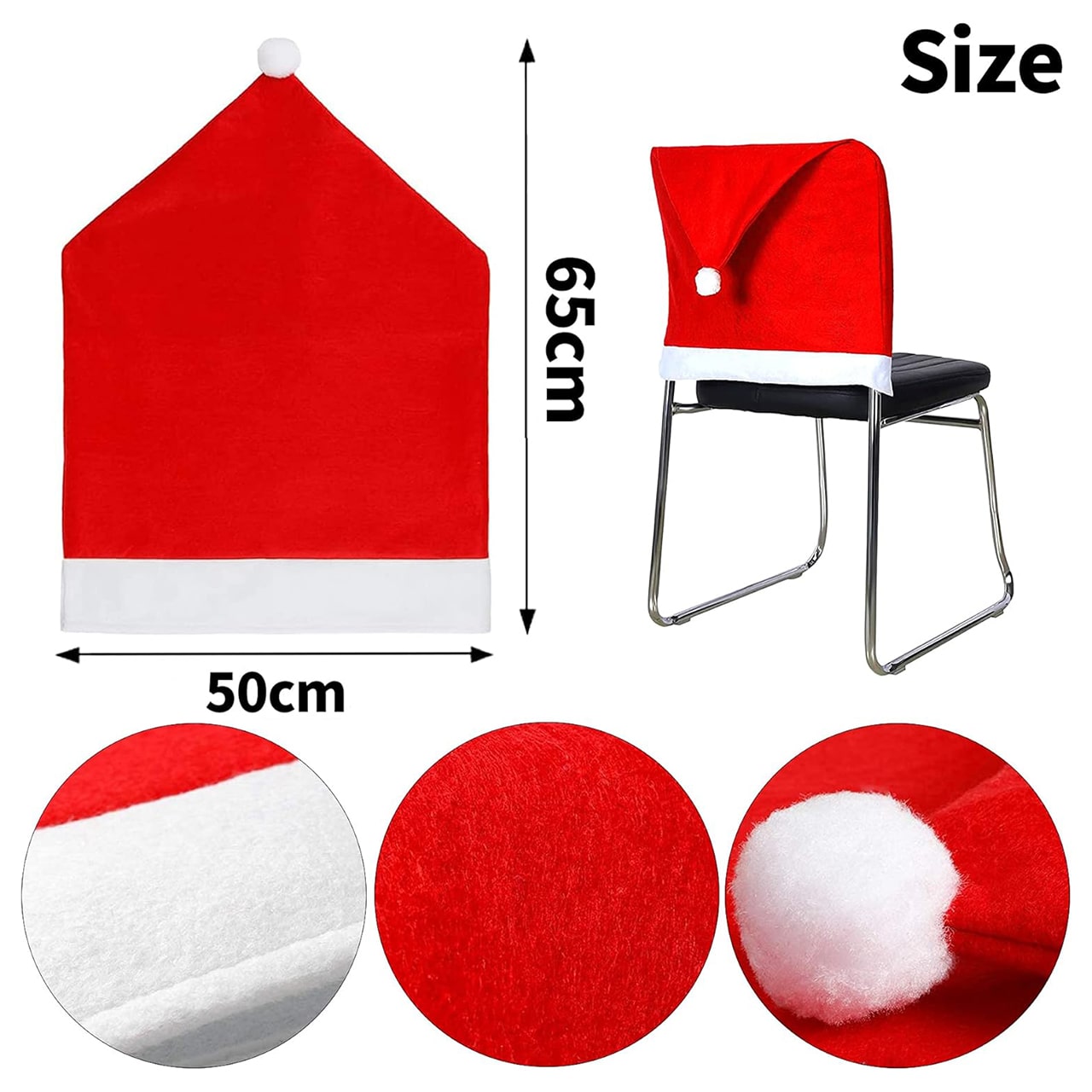 HatBundle, pogrinjek v obliki Božičkove kape (20 kosov) in praznična prevleka za stole (4 kosi) - Image 4