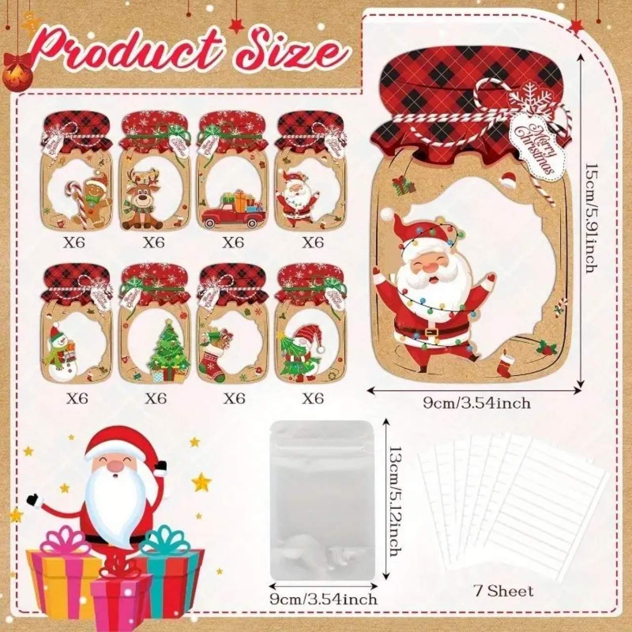JarGifts, komplet božičnih kartic za praznična darilca (48 kos.) - Image 2