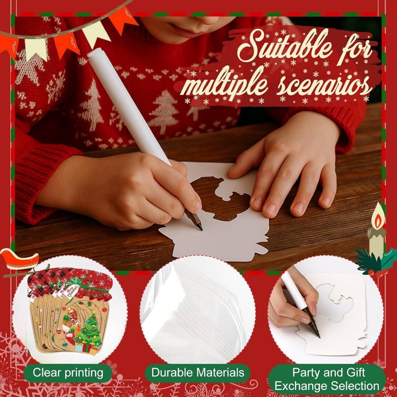 JarGifts, komplet božičnih kartic za praznična darilca (48 kos.) - Image 5
