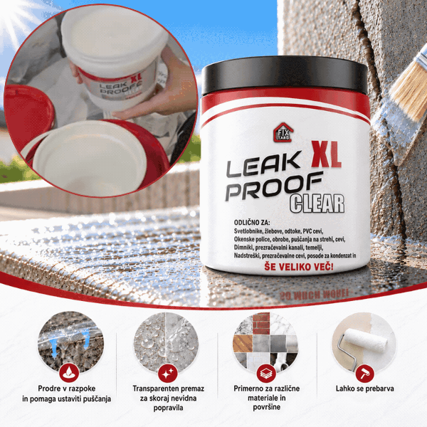 Prozoren premaz za tesnjenje razpok, LeakProof