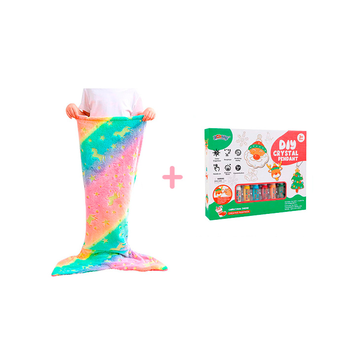 MermaidArtCraft, darilni set z dekliško odejo in božičnim setom za ustvarjanje obeskov GRATIS - Image 1