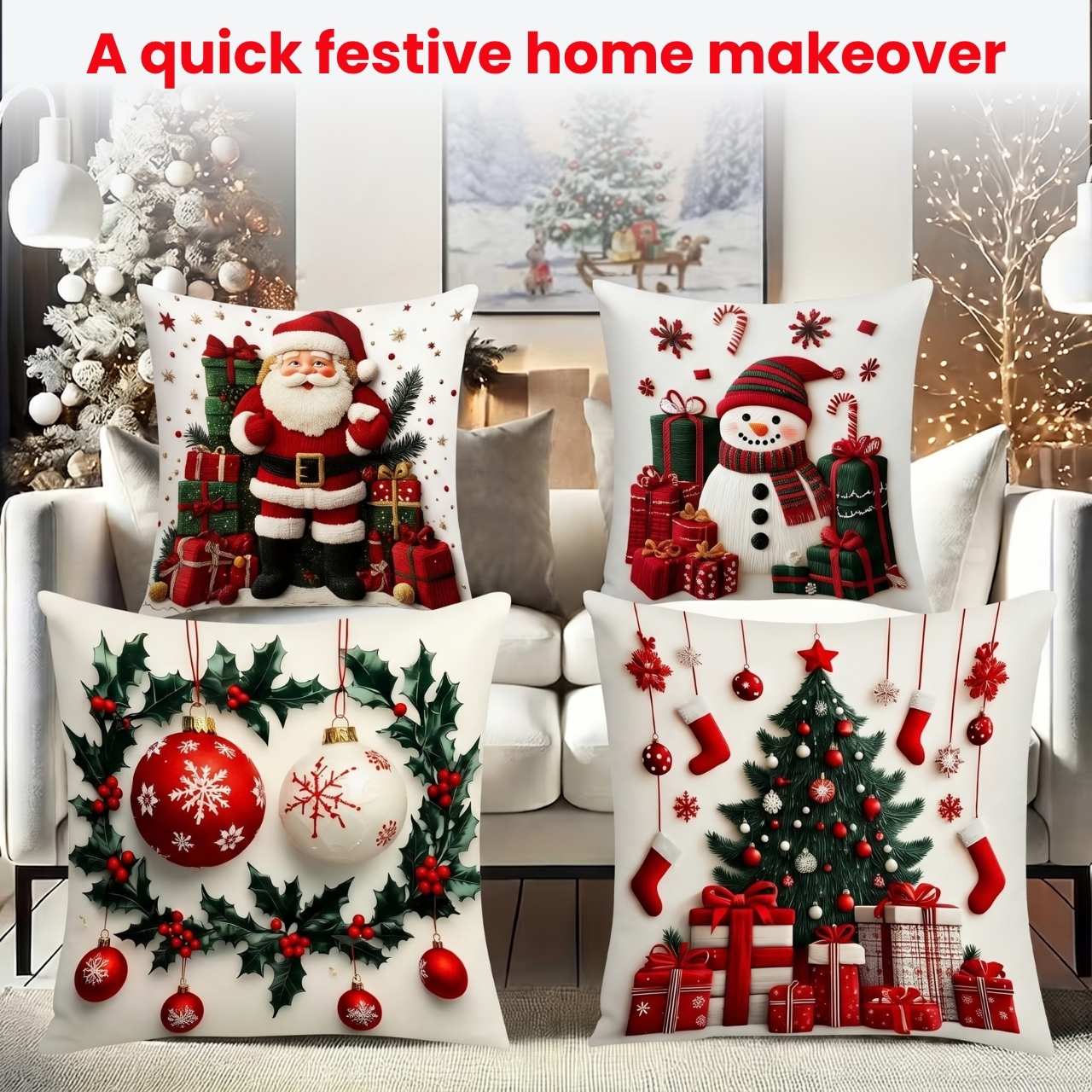 Božične prevleke za blazine(4 kosi), RedXmass - Image 4