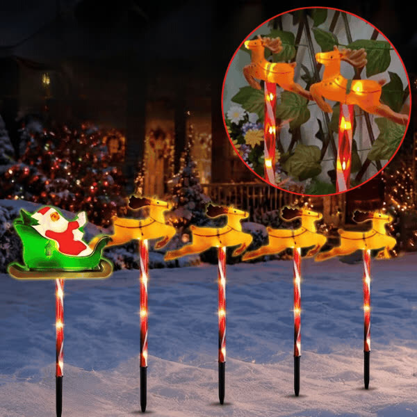 Božična vrtna dekoracija Božiček z jelenčki, ReinDeers - video