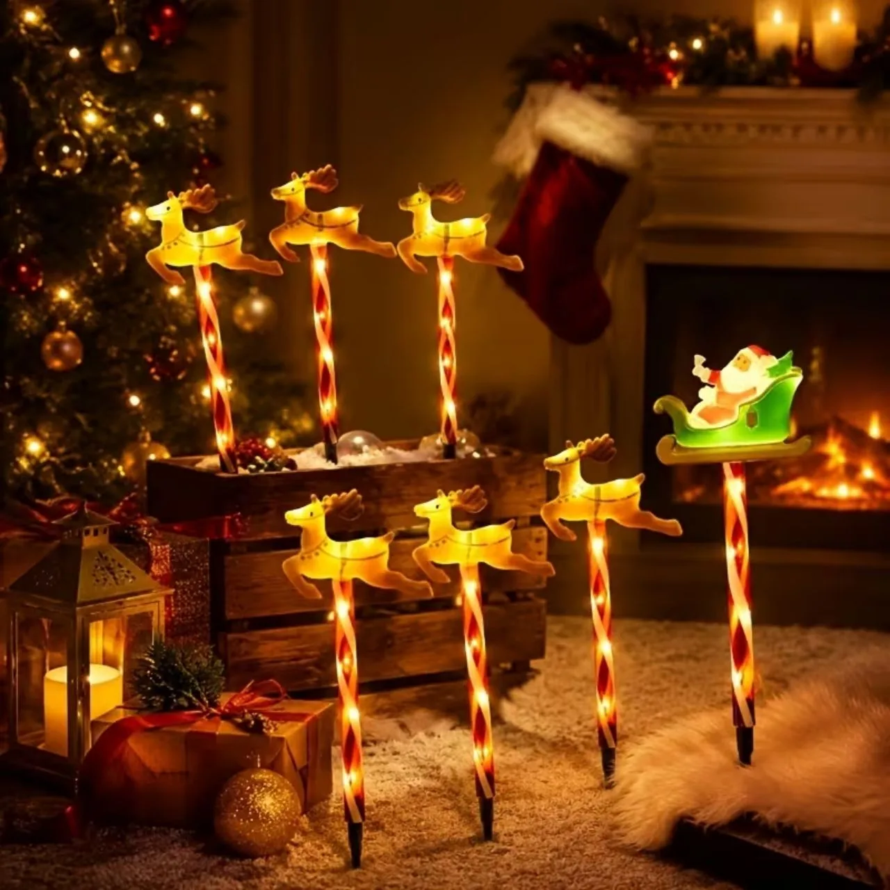 Božična vrtna dekoracija Božiček z jelenčki, ReinDeers - Image 2