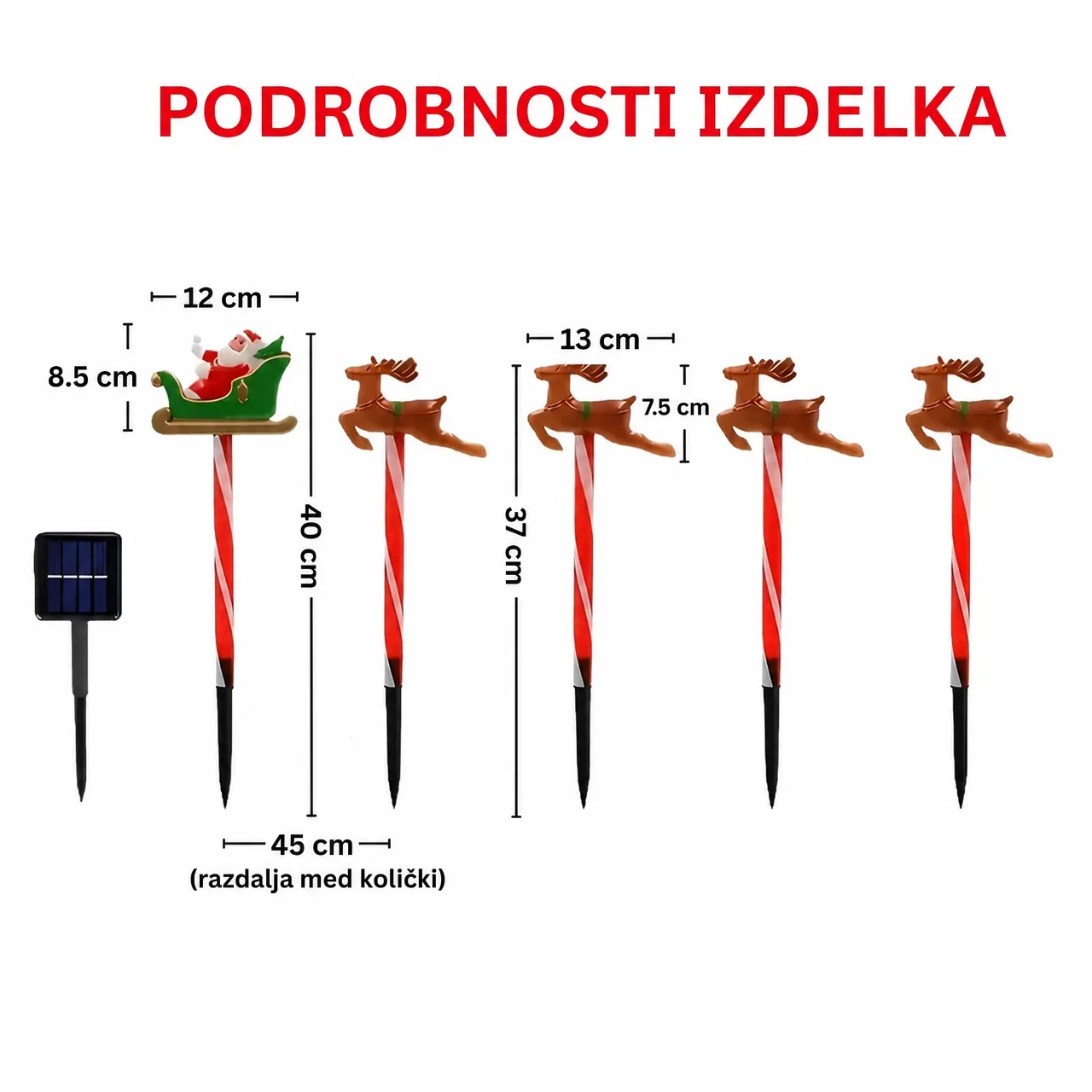 Božična vrtna dekoracija Božiček z jelenčki, ReinDeers - Image 5