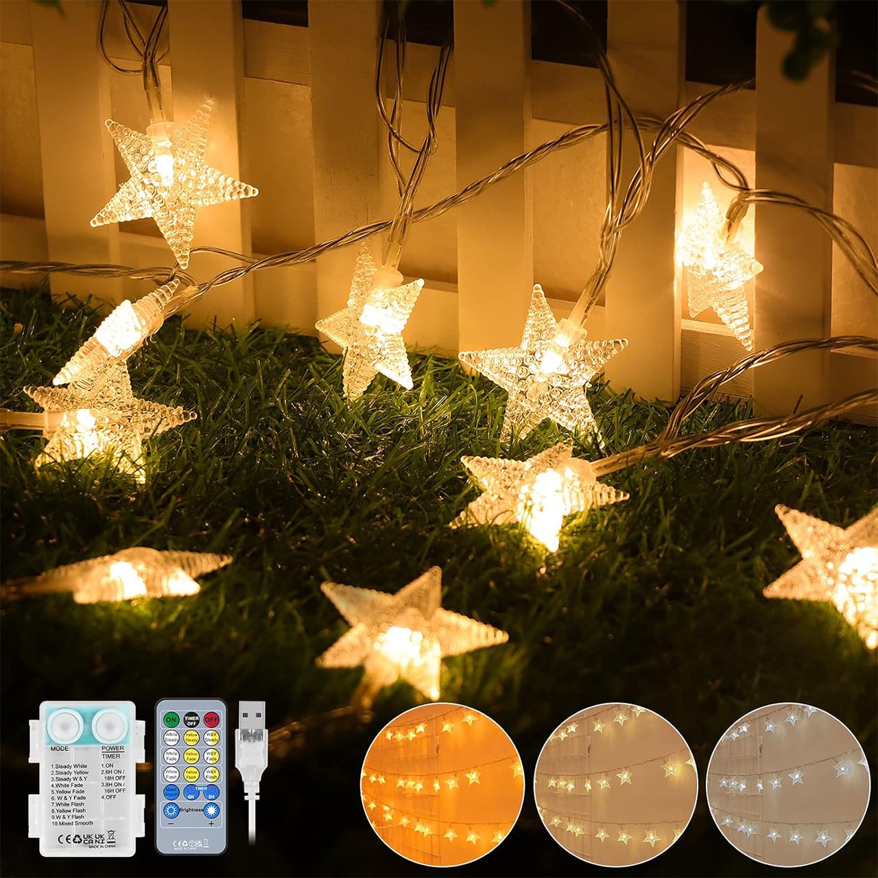 Twinkles, svetlobna veriga z lučkami v obliki zvezd (6 m) - Image 2