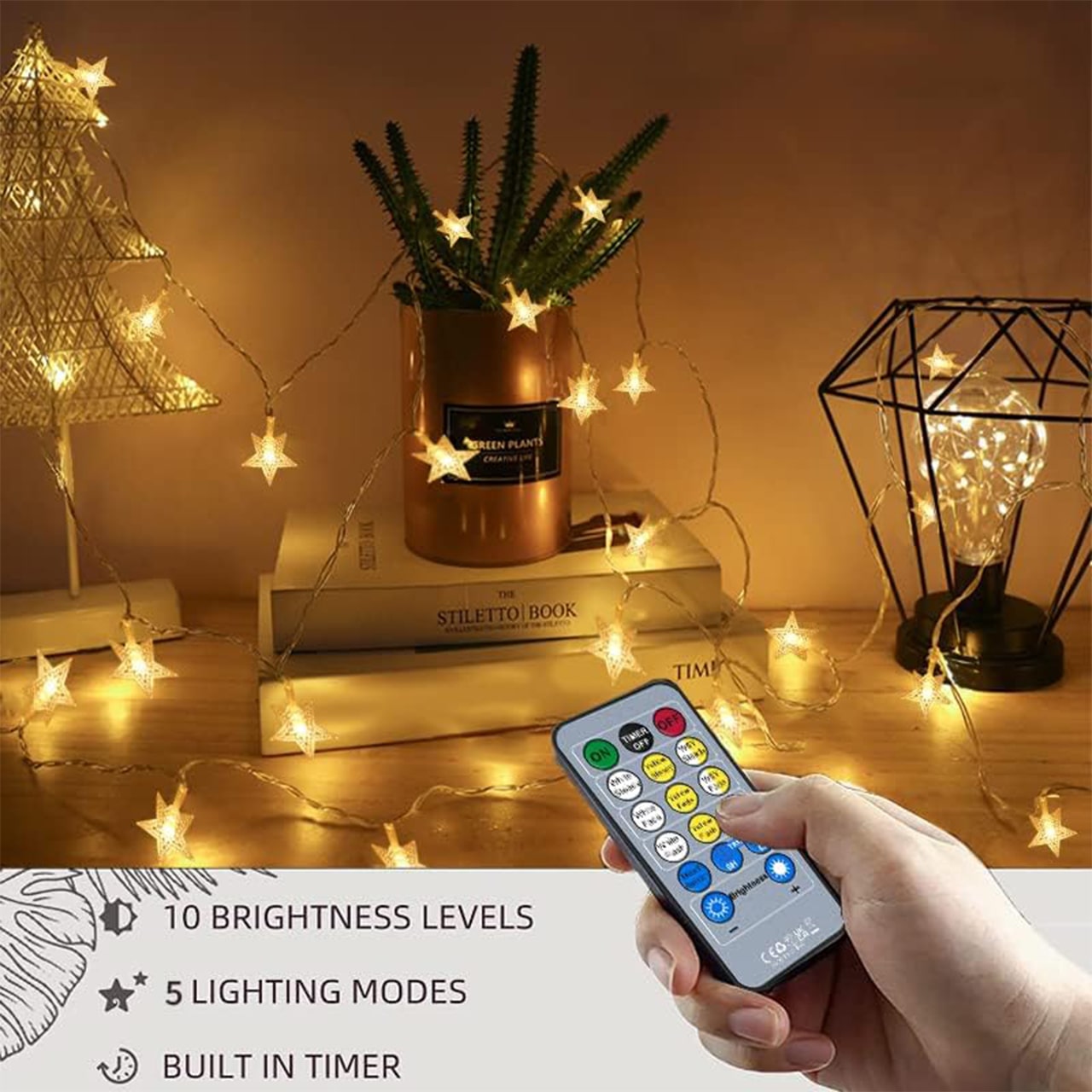 Twinkles, svetlobna veriga z lučkami v obliki zvezd (6 m) - Image 3