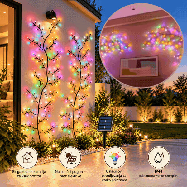 Solarna LED svetlobna veja, VineLight - video
